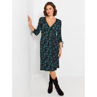 Joe Browns Womens Georgie Leaf Print Wrap Dress - Navy