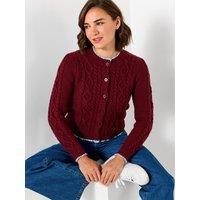 Joe Browns Womens Trinnie Woven Trim Cable Cardigan - Plum
