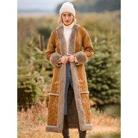 Joe Browns Womens Winter Boho Faux Fur Lined Embroidered Coat - Brown