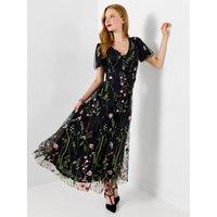 Joe Browns Womens Dramatic Florals Embroidered Maxi Dress - Black