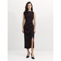 French Connection Womens Draped Asymmetric Boat Neck Midi Dress - Brown