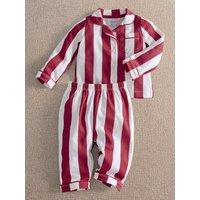 Mamas & Papas Baby Unisex Striped Button Through Collared Pyjamas - Red