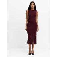 French Connection Womens Silas Beaded Fringe Bodycon Midi Dress - Red