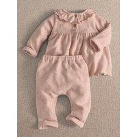 Mamas & Papas Baby Girls 2 Piece Knitted Frill Top & Legging Set - Pink