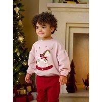 Mamas & Papas Baby Girls Rocking Horse Christms Sweatshirt - Pink
