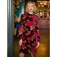 Joe Browns Womens Sophia Devore Floral Tunic Dress - Red