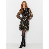 Joe Browns Womens Ophelia Embroidered Sheer Sleeve Dress - Black
