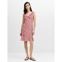 French Connection Womens Tula Ruffle V-Neck Button Tea Dress - Pink