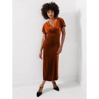 Joe Browns Womens Bella Velour Wrap Maxi Dress - Orange