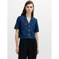 French Connection Womens Collared Patch Pocket Denim Shirt - Purple