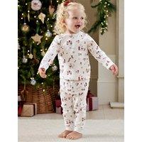 Mamas & Papas Baby Unisex Santa Christmas Print Pyjamas - White