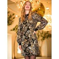 Joe Browns Womens All That Sparkles Sequin Floral Mini Dress - Black