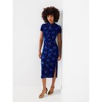 Joe Browns Womens Liliana Ruched Stretch Velour Midi Dress - Blue