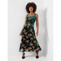 Joe Browns Womens Devore Dropped Waist Square Neck Dress - Green