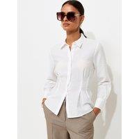 New Look Womens Crinkle Texture Gathered Waist Shirt - White
