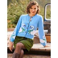 Joe Browns Womens Swanning Around Intarsia Button-Through Cardigan - Blue