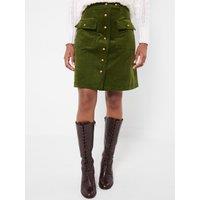 Joe Browns Womens Camilla Button-Through Utility Cord Mini Skirt - Green