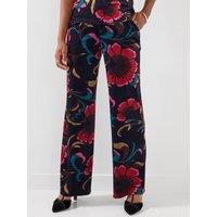 Joe Browns Womens Velvet Floral Print Wide Leg Trousers