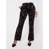 Joe Browns Womens Bootcut Floral Print Velvet Trousers - Black
