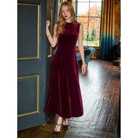 Joe Browns Womens Tiah Panelled Velour Sleeveless Dress - Red