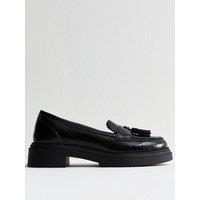 New Look Womens Chunky Sole Tassel Faux Leather Loafers - Black