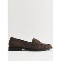 New Look Womens Faux Suede Penny Slot Slip-On Loafers - Brown