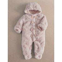 Mamas & Papas Baby Girls Bow Faux Fur Pramsuit - Pink