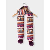 Joe Browns Womens Foxy Fairisle Pom Scarf - Purple