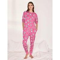 Chelsea Peers Womens Halloween Ghost Print Stretch Long Pyjama Set - Pink