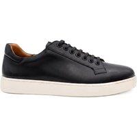 Jones Bootmaker Mens Simon Wide Fit Leather Lace-Up Trainers - Black