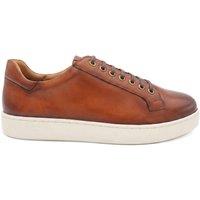 Jones Bootmaker Mens Simon Wide Fit Leather Lace-Up Trainers - Brown