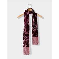 Joe Browns Womens Devore Floral Fringe Skinny Scarf - Burgundy