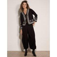 Apricot Womens Pleated Tie Cuff Balloon Trousers - Black