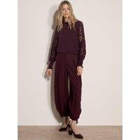 Apricot Womens Pleated Tie Cuff Balloon Trousers - Burgundy