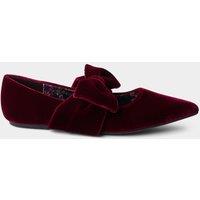 Joe Browns Womens Bella Bow Velvet Bow Flat Shoes - Red
