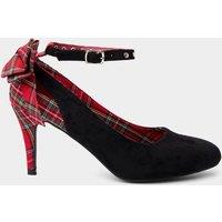 Joe Browns Womens Tara Tartan Bow Studded Strap Heeled Shoes - Black