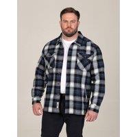 D555 Mens Big & Tall Check Shacket Overshirt With Pockets - Navy