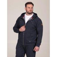 D555 Mens Fine Stripe Zip Through Hoodie With Kangaroo Pocket - Navy