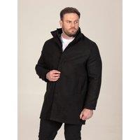 D555 Mens D555 Melton Quilted Centre Panel Overcoat Jacket - Black