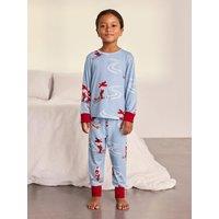 Chelsea Peers Chelsea Peers Kids Skiing Santa Print Long Pyjama Set - Blue
