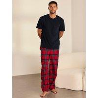 Chelsea Peers Mens Jersey T-Shirt Woven Check Pyjama Set