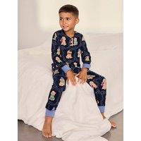Chelsea Peers Chelsea Peers Kids Christmas Chip The Cockapoo Portraits Print Long Pyjama Set - Navy