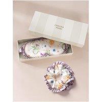 Chelsea Peers Silk Mythical Dragon Print Sleep Mask & Scrunchie Gift Set - Off White