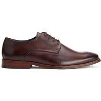 Base London Mens Marley Washed Leather Slimline Sole Derby Shoes - Brown