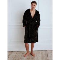 Chelsea Peers Fleece Hooded Dressing Gown - Black