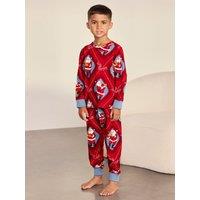 Chelsea Peers Kids Organic Cotton Musical Santa'S Songbook Print Long Pyjama Set - Red