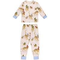 Chelsea Peers Kids Cotton Ice Skating Leopards Print Long Pyjama Set - Off White