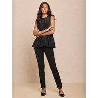 Mint Velvet Womens Slim Split Hem Ankle-Grazer Trousers - Black