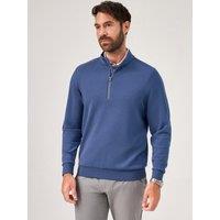 Oscar Jacobson Mens Drew Mid Layer Half Zip Stretch Sweatshirt - Blue