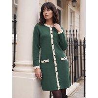 Roman Womens Button Through Scallop Cardigan Dress - Green